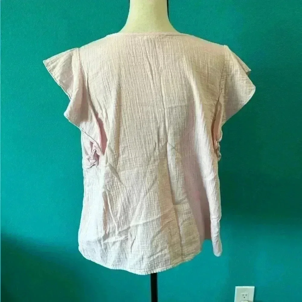 Caslon pink short sleeve top in size large - Picture 2 of 4